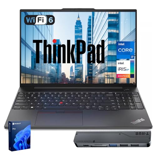 Lenovo ThinkPad E16 Business Laptop, 16' FHD+ Touchscreen, Intel Core i7-1355U, 40GB RAM, 1TB SSD, Fingerprint, Backlit, Webcam, HDMI, Wi-Fi 6, Windows 11 Pro, Bundle with Thunderobot 7-in-1 USB-C Hub