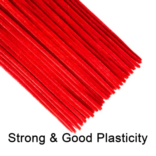Image of Red Pipe Cleaners Craft Bulk,200pcs Craft Supplies,Chenille Stems,Arts and Crafts DIY Christmas /Halloween /Valentines Gifts,Home Decor,Kids Crafts Toys for Ages 8-13,Pipe Cleaner Flower Kit
