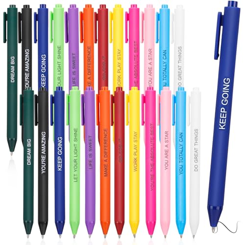 Candcamp Paquete de 24 bolígrafos con citas inspiradoras, coloridos mensajes motivacionales, bolígrafos divertidos de plástico esmerilado para estudiantes, compañeros de trabajo, escuela, oficina,