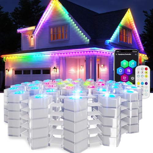 SLARY Permanent Outdoor Lights for House Roof, 100ft RGB Smart Eaves Lights with Multi Scene Modes for Halloween, Christmas, Holiday, Party, Daily Lighting, IP67 Waterproof