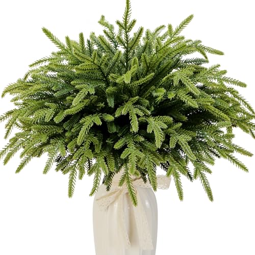 24Pcs Norfolk Pine Branches Stems 13.5' Artificial Pine Needles Sprigs Norfolk Pine Garland...