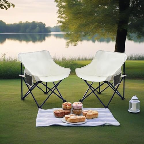 HKOURI camping chairs Sillas plegables para camping 2 unidades beige miniatura 5