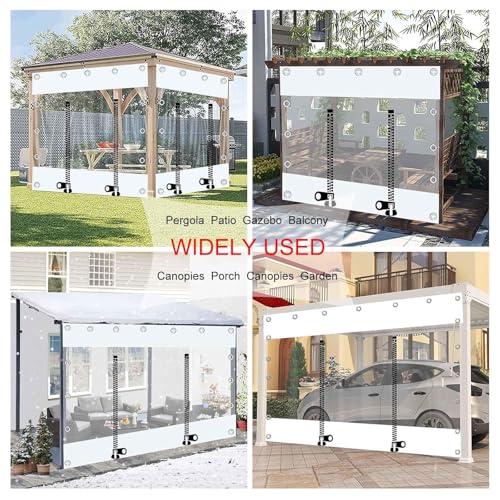 Tende trasparenti impermeabili con porta con cerniera, pannelli laterali in PVC trasparente per pergola esterna gazebo e portico, divisorio resistente alle intemperie con occhielli