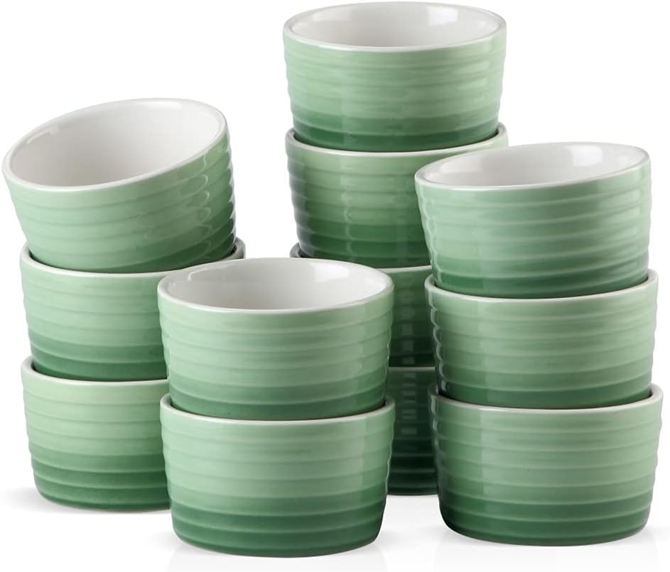Cutlery Set 6/12 Pieces 300 ml Porcelain Souffle Cup Cake Bake Flat Set Cup Bruslee Muffin Pudding Ramekin Souffle Dishes (Color : 6 Pieces) (12)