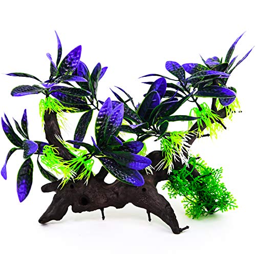 AQUA KT Aquarium Landscape Simulation Artificial Plant Purple, Plastic Plant for Fish Tank...