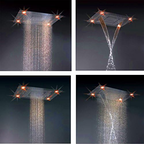 Four different shower modes: rainfall, waterfall, rain curtain, and mixed