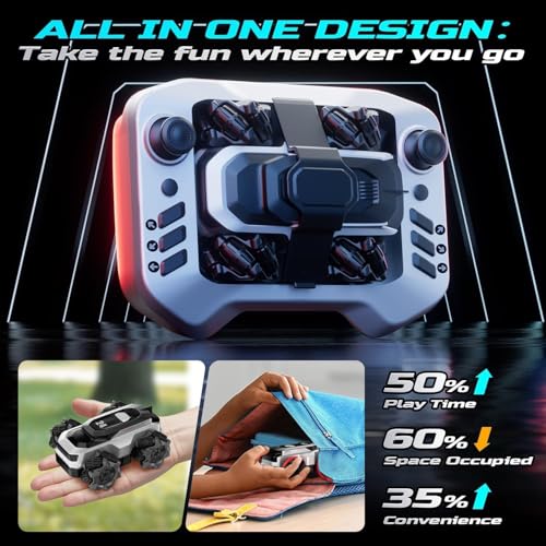 Image of Remote Control Car for Kids with 360 Spin & Stunt Action | Portable Mini RC Car with Dual Tires (Omnidirectional & Amphibious) | 2.4GHz 4WD All-Terrain Water & Land Driving RC Truck