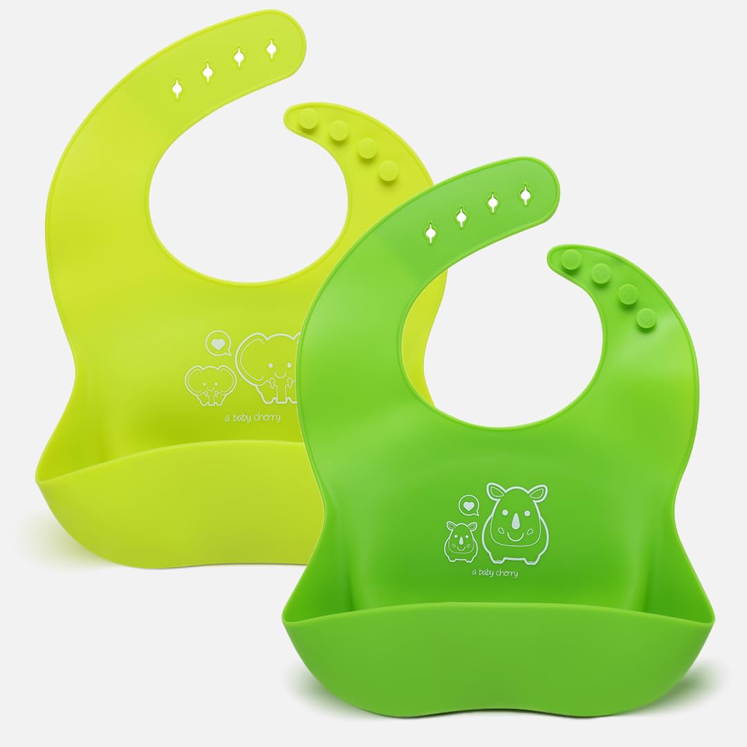 Susaid Lemon Leaves Print Bibs For Babies Toddlers Adjustable Waterproof Free Soft Durable Bibs For Eating With Large Pocket Food Catcher