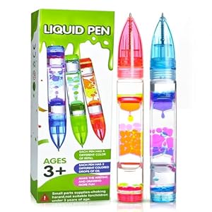 Liquid Pens Easter Basket Stuffers for Kids, Fun Cool Pens Travel Essential Toy Autism ADHD Anxiety Calm Down Item Quiet Fidget Sensory Autistic Desk Toys Classroom Gift for Boys Girls (2PCS)
