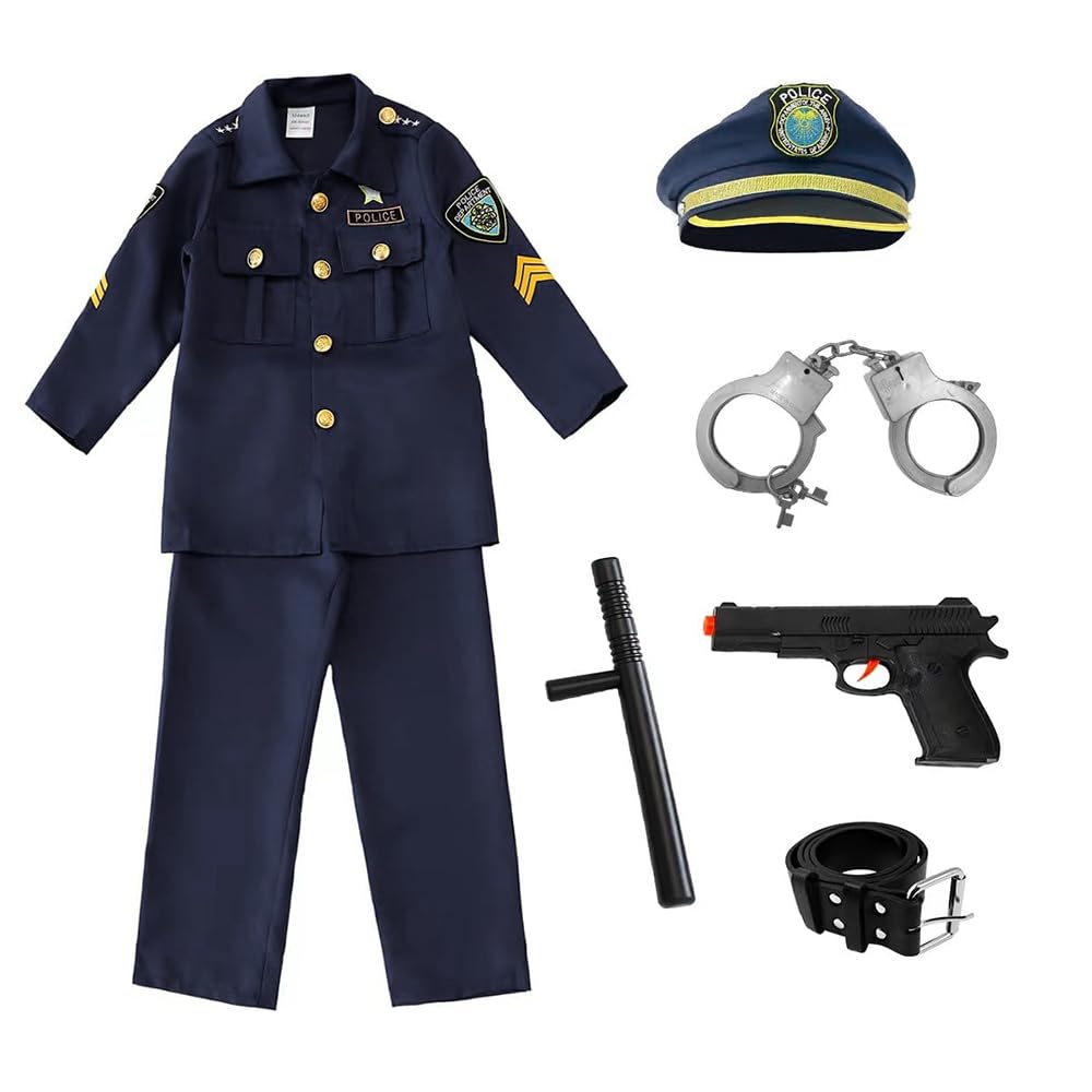 Polizei Kostüm Kinder - Komplettes Spielzeug-Set Mit Handschellen & Abzeichen