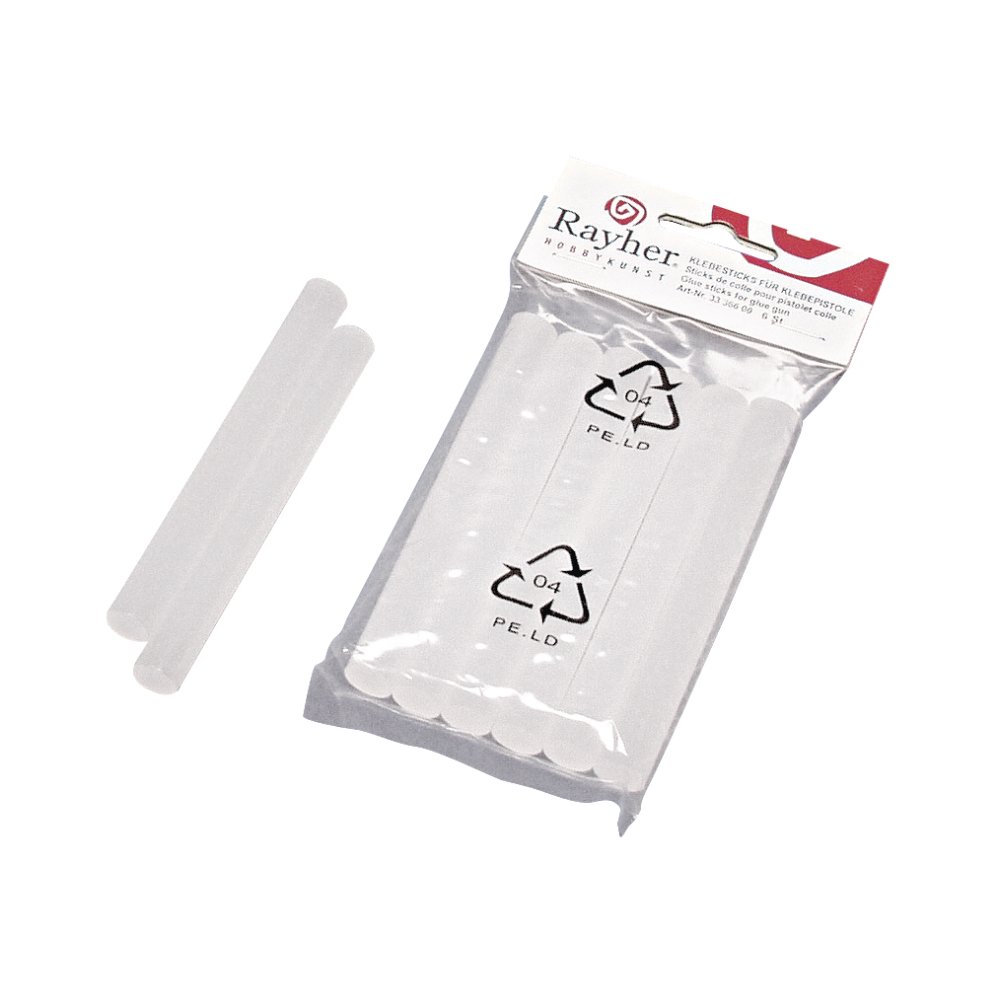 Rayher 3337700 Glue Sticks, Diameter 7 mm / 100 mm for Mini Hot Glue Gun, SB-Btl Pack of 6