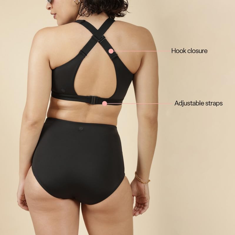 Bliss damski top kąpielowy, pełne pokrycie, zintegrowane miseczki, które pozostają na miejscu, modne skrzyżowane plecy, regulowane ramiączka