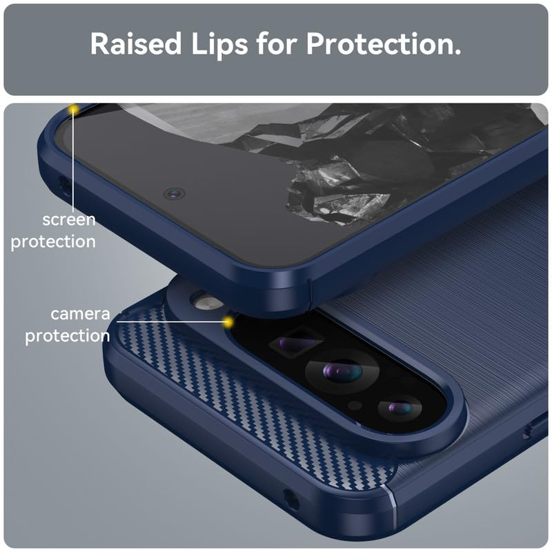 Image of Hybrid Carbon Fiber Back Case for Google Pixel 9 Pro XL (Blue)
