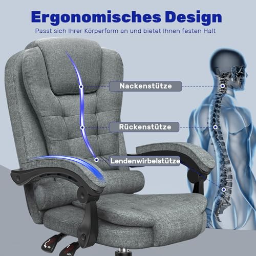 Rattantree Ergonomischer Bürostuhl, Schreibtischstuhl, PC Computerstuhl mit Gepolsterter Armlehne...