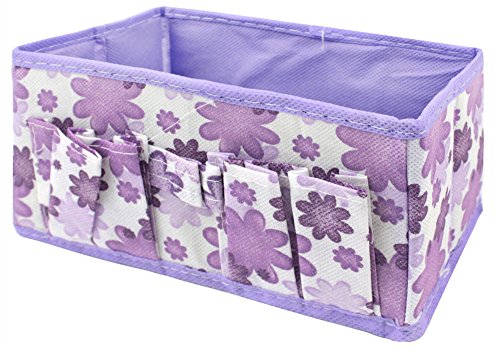 SODIAL(R) Newest Makeup Cosmetic Storage Box Bag Bright Organiser Foldable Makeup Stationary Container (Purple)