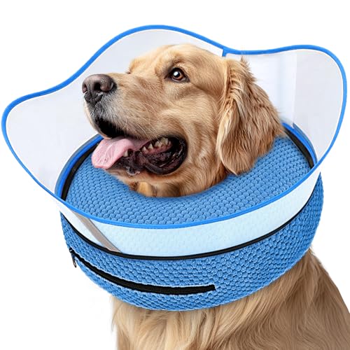 Image of Supet Raised Inflatable Dog Cone Alternative Collars for After Surgery, Dog Donut Collar After Surgery, Soft Pet Cone for Small Medium Large Dogs to Stop Licking