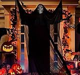 Esqueleto Colgante para Halloween，Gasa Decorativa Negra con Máscara de Calavera, Decoración de Fantasmas de Halloween Esqueletos Fantasma, Halloween Fantasmas Colgantes, Suministros para Halloween