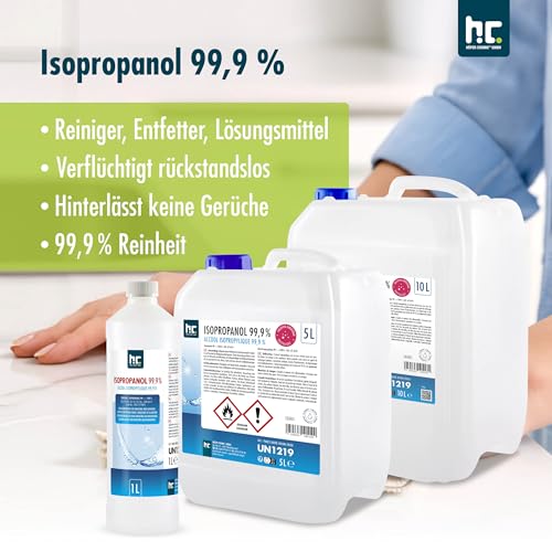 Höfer Chemie Isopropanol 99,9% 1 L - Ispopropylalkohol zur Reinigung & Entfettung - Starkes Lösungsmittel - Vielseitig Verwendbar – Ansicht 2