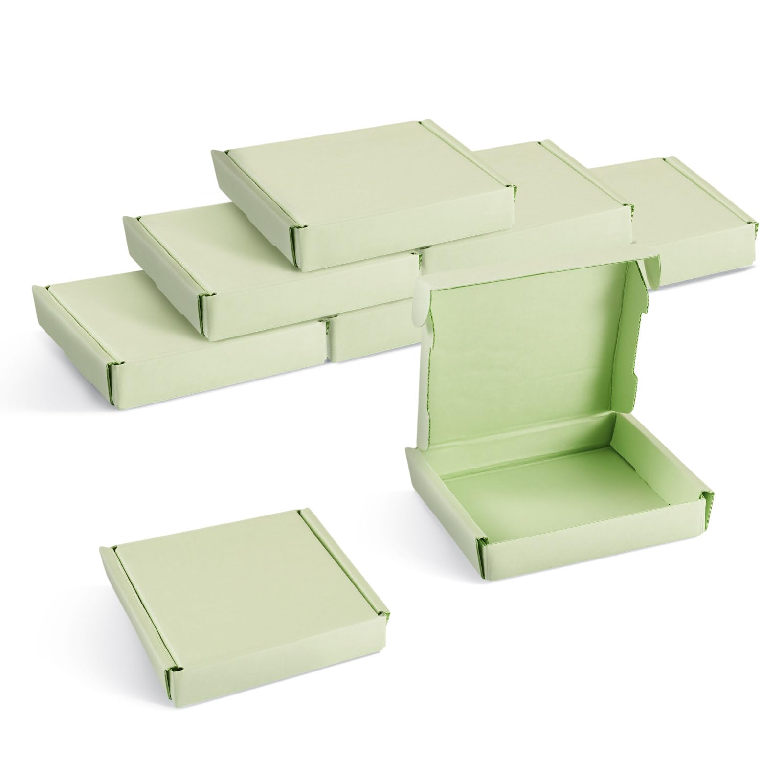 Cheriswelry 20Pcs Cardboard Paper Packaging Boxes 9.5x10.5x2.1cm Corrugated Cardboard Mailer Boxes for Shipping Gift Packaging Mailing Business, Green