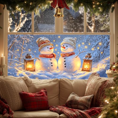 Película para ventana con diseño navideño muñecos de nieve 39.3 x 17.7 pulg miniatura 7