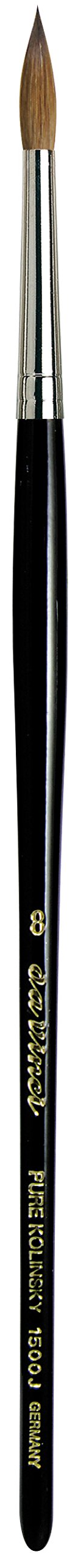 DA VINCI Watercolor Series 1500J Paint Brush, Round Kolinsky Red Sable with Black Handle, Size 8