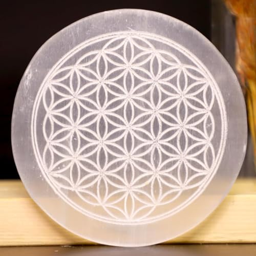 Plato de Carga de Cristal Selenita 3 Pulgadas miniatura 4