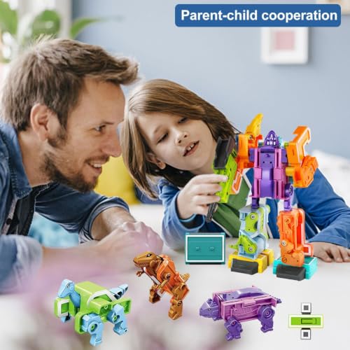 Dinosaurio robot niño rey y juguetes de bloques numéricos transformables para preescolar 3