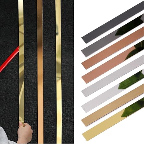 Perfiles Decorativos, Perfil de Borde para Pared de 10 Metros (33 pies), Acabado en Acero 201 (Oro Rosa, 20 mm).