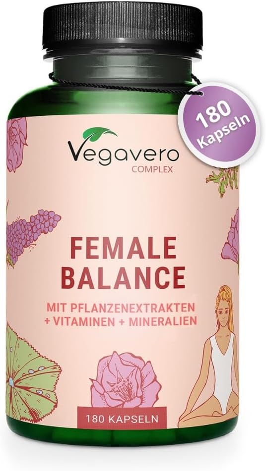 Vegavero Female Balance, 180 Capsules, Monk Pepper, Women’s Coat, Iron, Quatrefolic Folic Acid, Actrisave, Cycle Balance, Vegan, No Additives Vegavero Female Balance, 180 Capsules, Monk Pepper, Women’s Coat, Iron, Quatrefolic Folic Acid, Actrisave, Cycle Balance, Vegan, No Additives