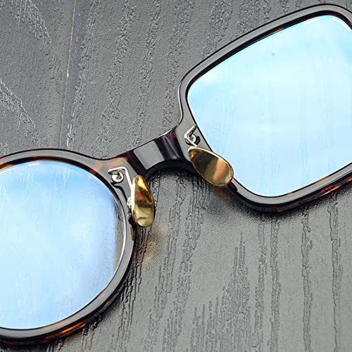 Modne retro nieregularne okulary do czytania, czytniki komputerowe blokujące niebieskie światło, kwadratowa + okrągła tytanowa ramka (kolor: przezroczysty, rozmiar: 2,5 x)