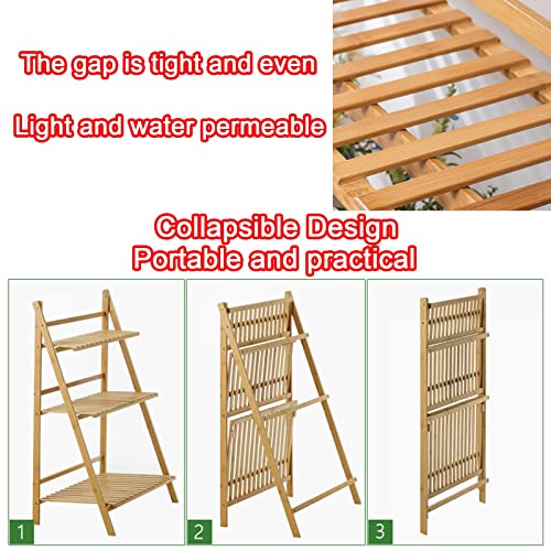 Support de rangement pliable pour pots de fleurs à 3 niveaux en bois - 3