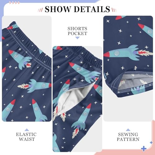 ZZXXB Rocket Boys Long Pants Soft Trousers Elastic Waist Kids Lounge Bottoms with Pockets S-XL4