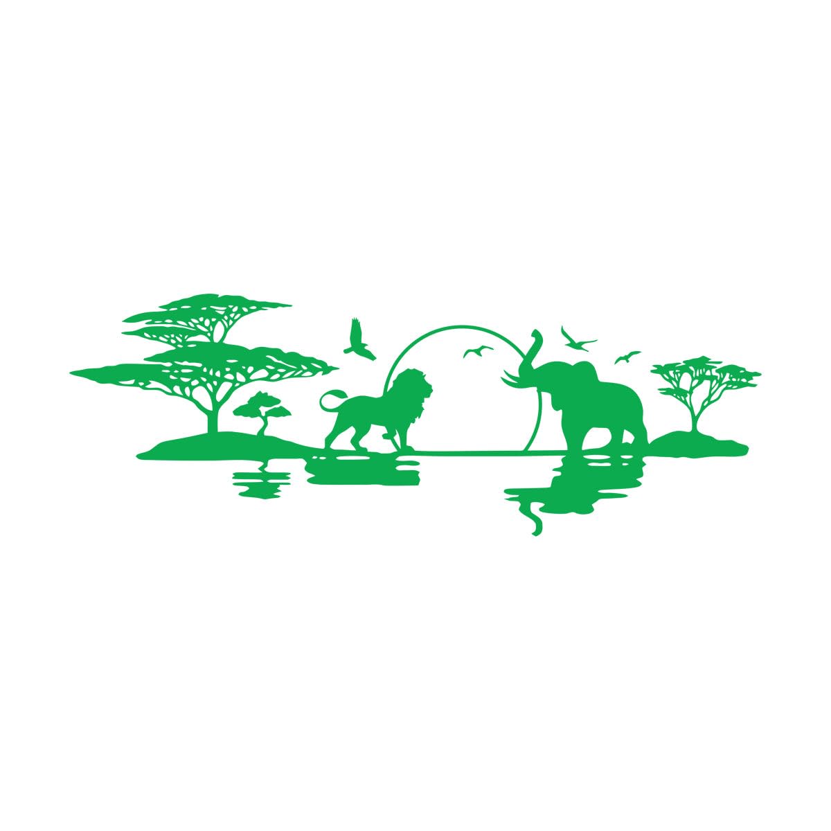Africa Wall Decal Safari Kids Room Decor Wild Animals Lion Decals Elephant Wall Art Tree Vinyl Sticker Nature Nursery Decor Extra Large - 50x142cm