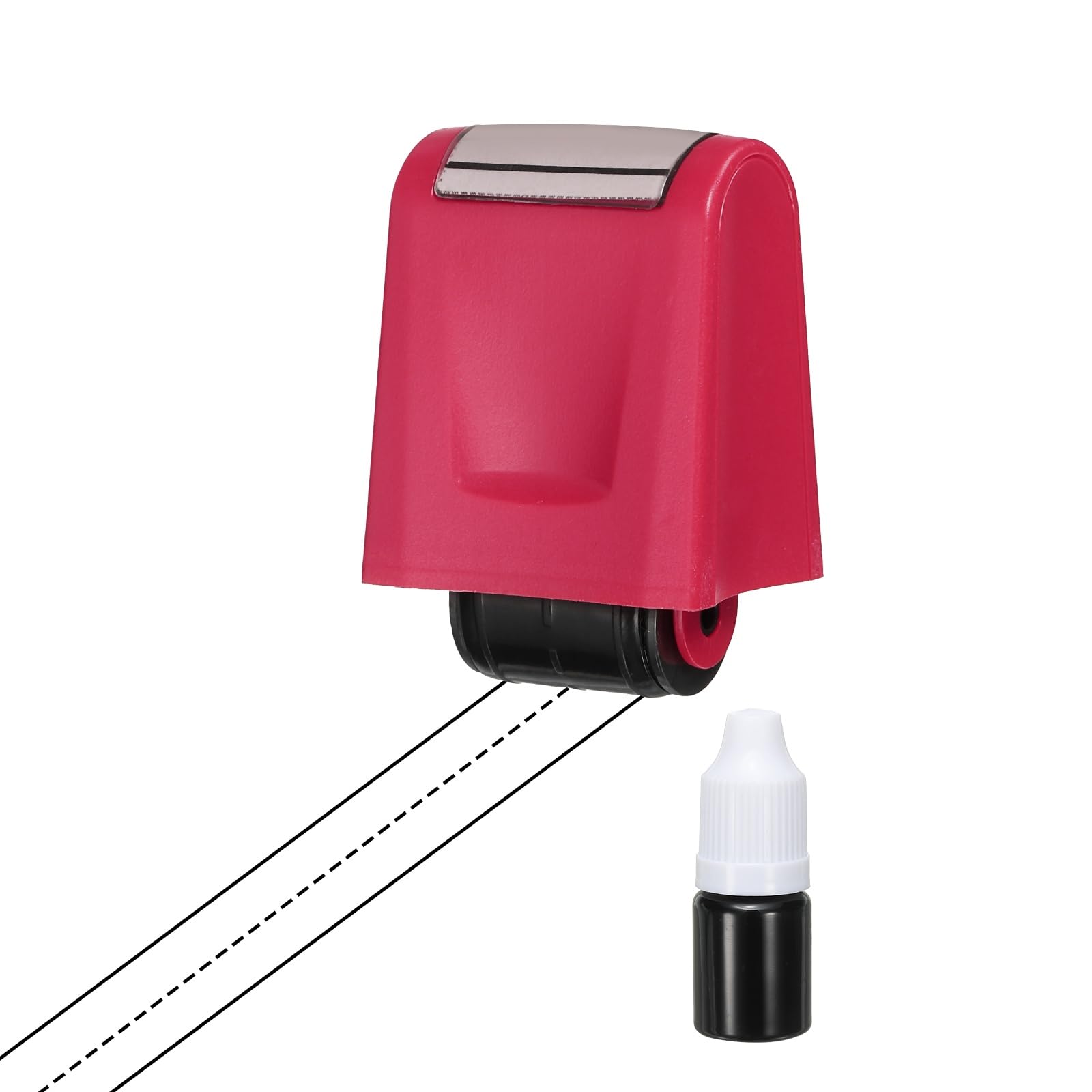 PATIKIL Dashed Handwriting Lines Practice Roller Stamp, Self Inking Line Rolling Stamps Sentence Strips Handwriting Practice for Teachers Classroom Office Home, Rose red