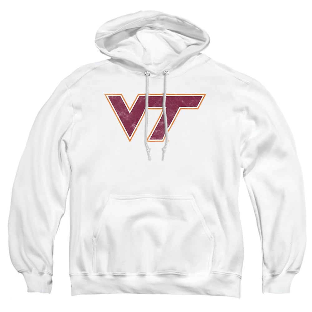 Virginia Tech Official Distressed Primary Logo Unisex Adult Pull-Over Hoodie