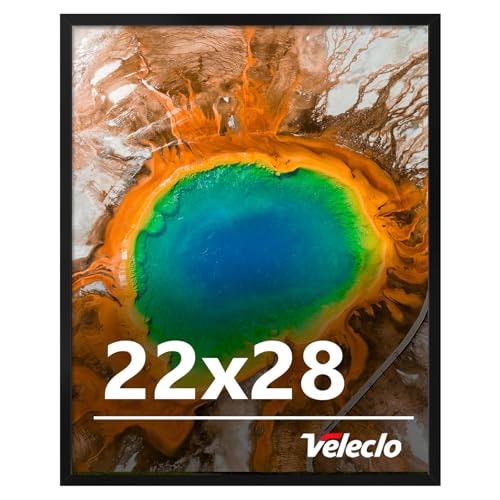 Veleclo 22x28 Picture Frame for Wall Display 22x28 Black Picture Frame with Shatter Resistant Plexiglass Stable and Sturdy 22 x 28 Poster Frame for Wall Display Handpicked Gift Collection 1 Pack