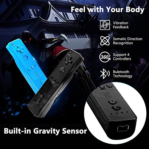 Wii Controller 2 Pack, Wii Remote Controller With Silicone Case And Wrist Strap Compatible For Wii/Wii U Console - Black And Blue #TOP1