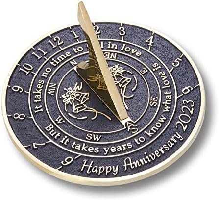Anniversary Sundial Gift for Any Wedding Anniversary -Love is 2023- Recycled Metal Home Decor/Garden Present Idea Handmade in The UK for Parents, Grandparents, Friends, Couples Years of Marriage