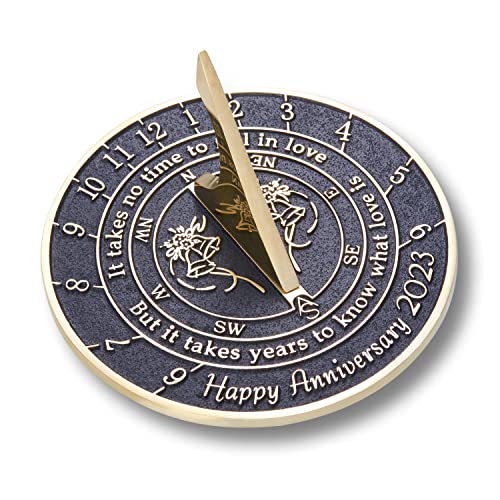 Anniversary Sundial Gift For Any Wedding Anniversary -Love Is 2023- Recycled Metal Home Decor/Garden Present Idea Handmade In The Uk For Parents, Grandparents, Friends, Couples Years Of Marriage #TOP7