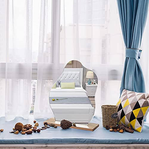 GUOJOZO Acrylic Makeup Mirror for Desk with Stand Aesthetic Desk Decor Vanity Mirror Frameless Table top for Bedroom,Living Room and Minimal Spaces Room Decor (Baby Fat) - Thumbnail 4