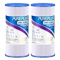 PUREPLUS 50 Micron 10" x 4.5" Extra Coarse Pleated Sediment Filter for Well Water, Replacement Cartridge for GE FXHSC, Culligan R50-BBSA, Pentek R50-BB, DuPont WFHDC3001, W50PEHD?GXWH40L, 2Pack