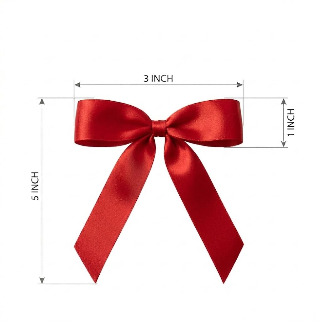 Satin Bow Decoration for Party, Birthday, Wedding, Christmas, Wall and Balloon Decor (25, RED, Red Satin Bow)