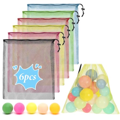 6 bolsas de malla con cordón para juguetes de playa, bolsa de malla multicolor para ropa deportiva, natación, playa, viajes, gimnasio, camping, entrenamiento