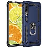 KOUYI Cover per Huawei Y9s, Custodia Antiurto Grado Militare 360° Girevole Regolabile Ring Armor Bumper TPU Case Magnetica Supporto Silicone Custodie Protettiva per Huawei Y9s (Blu)