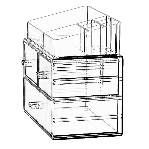 image for ZHIAI Stackable Cosmetic Organizer, Acrylic Cosmetic Organizer for Dre