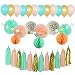 Party Decoration Kit (22 Pieces) - Coral, Mint Green & Gold - Tissue Paper Decor w/ Pom Poms, Balls, Tassels, Garland - Birthday Parties, Bridal Showers, Baby Showers, Bridal, Wedding