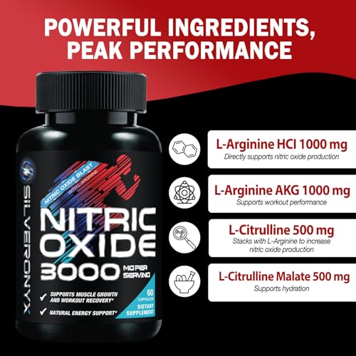 Image of Extra Strength Nitric Oxide Booster - 3X Strength L-Arginine AKG & Citrulline Malate - Men & Women Premium Pre Workout Nitric Booster - Natural Energy & Muscle Support, Bottled in USA - 60 Capsules