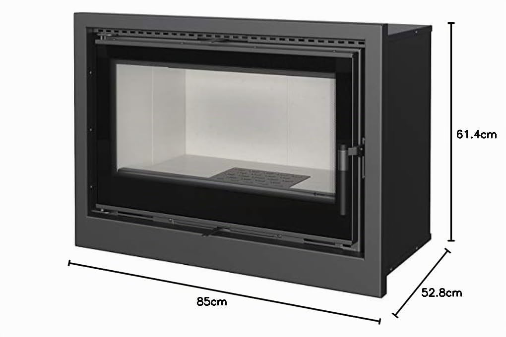 KRATKI Inserto camino a legna ventilato ARKE 80 cm 12 kW - vetro ceramico autopulente e doppia combustione, resa termica 75 percento - Ecodesign e BImSchV 2