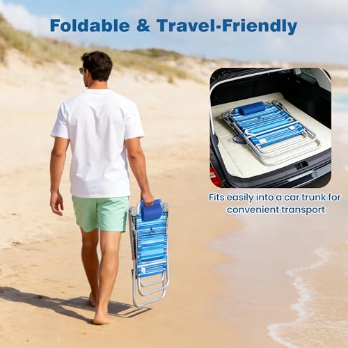 Image of SUNNYFEEL Tall Beach Chair for Adults, High Back High Seat Folding Chairs