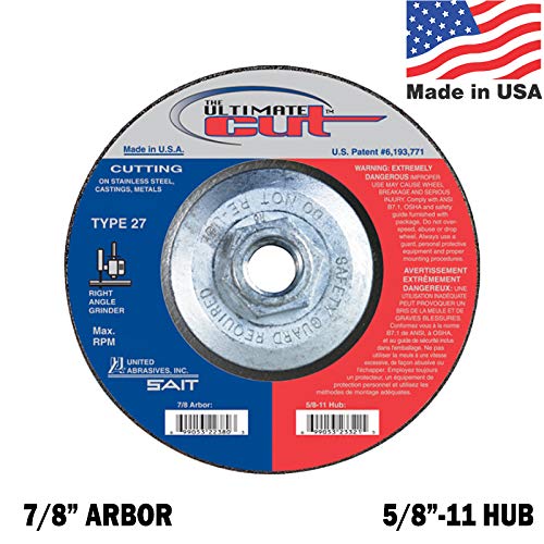 United Abrasives SAIT Cut Off Wheel 4-1/2 x 5/8-11 The Ultimate Cut Type 27 Hubbed QTY 10